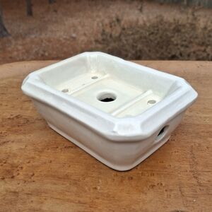 Antique 1892-1910 D.E. McNicol Pottery Co. White Ironstone Soap Box Soap Dish